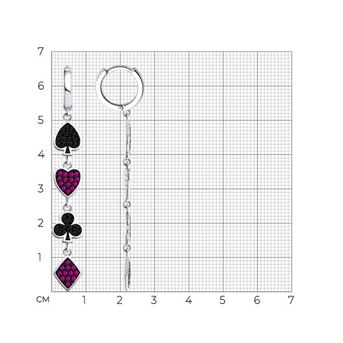 Серьги из серебра с корундами и фианитами из серебро — вид 5