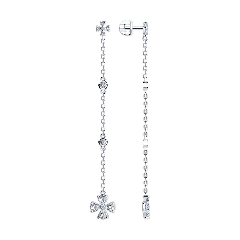 Серьги из серебра с фианитами - видео на модели