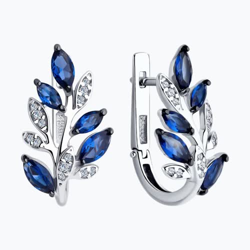 Серьги из серебра с фианитами из серебро — вид 2