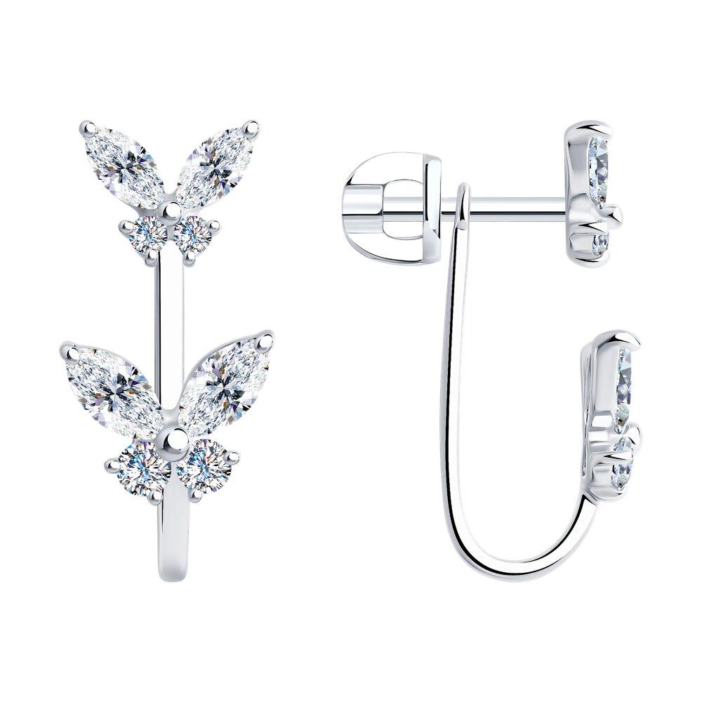 Серьги из серебра с фианитами - видео на модели