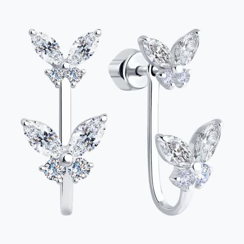 Серьги из серебра с фианитами из серебро — вид 2