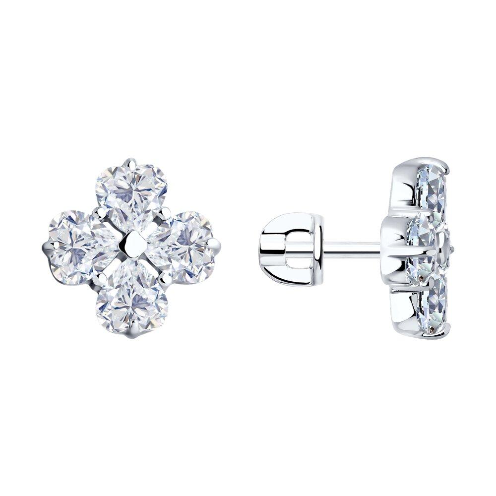 Серьги из серебра с фианитами - видео на модели