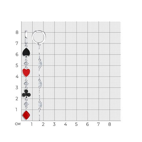 Серьги из серебра с фианитами и эмалью из серебро — вид 5