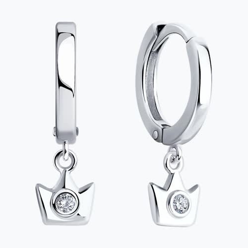 Серьги из серебра с фианитами из серебро — вид 2