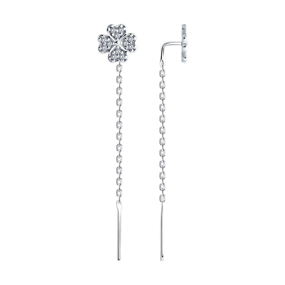 Серьги из серебра с фианитами - видео на модели