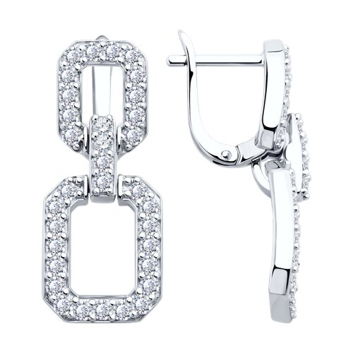 Серьги из серебра с фианитами - видео на модели