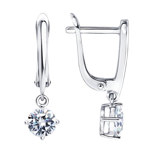 Серьги из серебра с фианитами - видео на модели