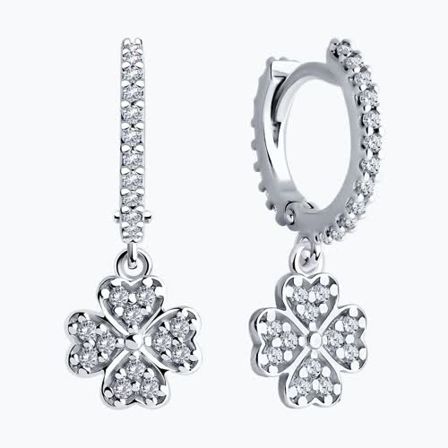 Серьги из серебра с фианитами из серебро — вид 2