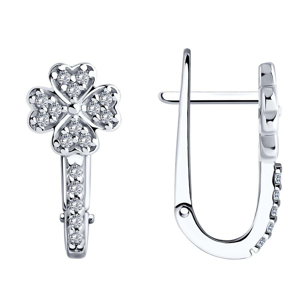 Серьги из серебра с фианитами - видео на модели