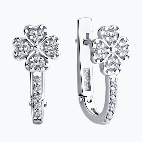 Серьги из серебра с фианитами из серебро — вид 2