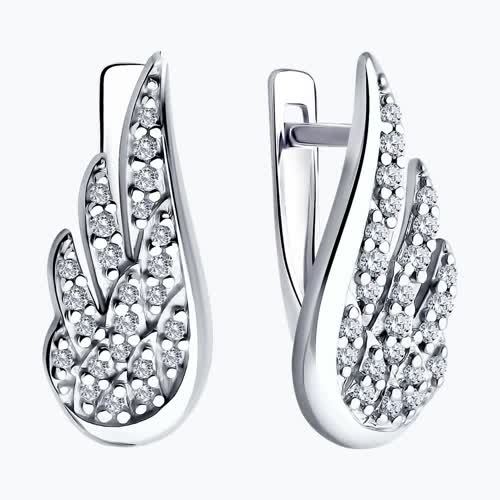 Серьги из серебра с фианитами из серебро — вид 2