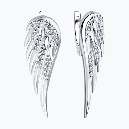 Серьги из серебра с фианитами из серебро — вид 2