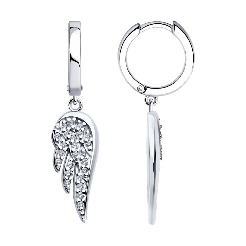 Серьги из серебра с фианитами - видео на модели