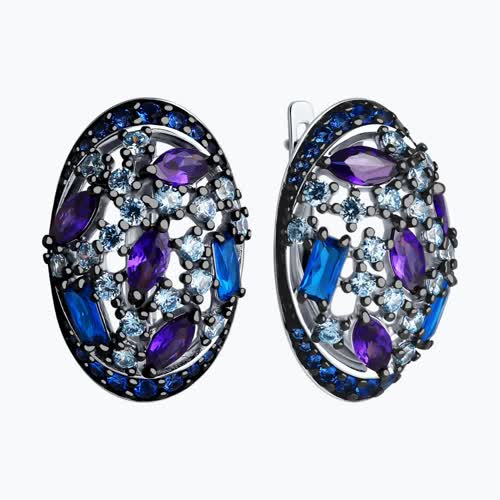 Серьги из серебра с фианитами из серебро — вид 2