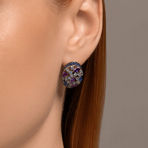 Серьги из серебра с фианитами из серебро — вид 3