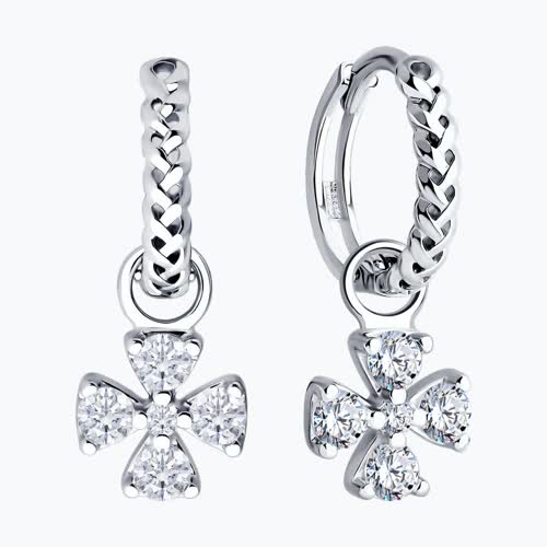 Серьги из серебра с фианитами из серебро — вид 2