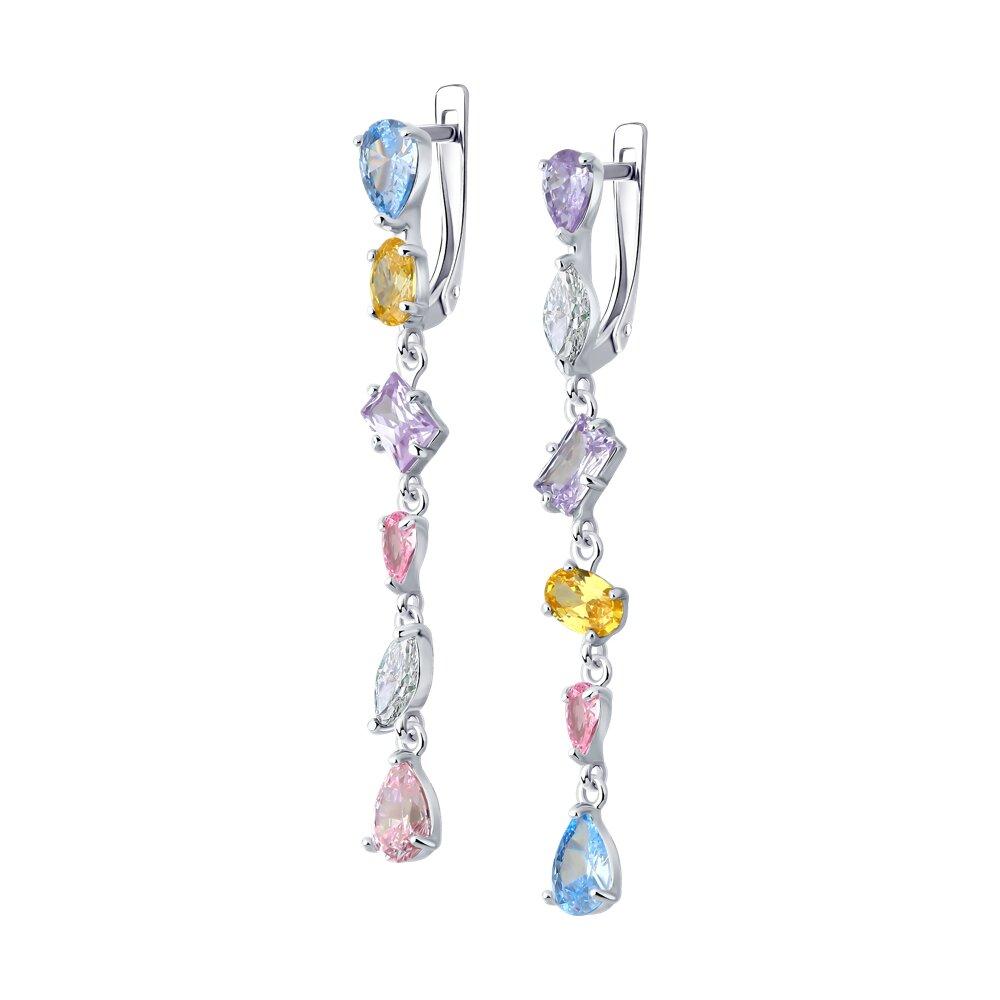 Серьги из серебра с фианитами - видео на модели