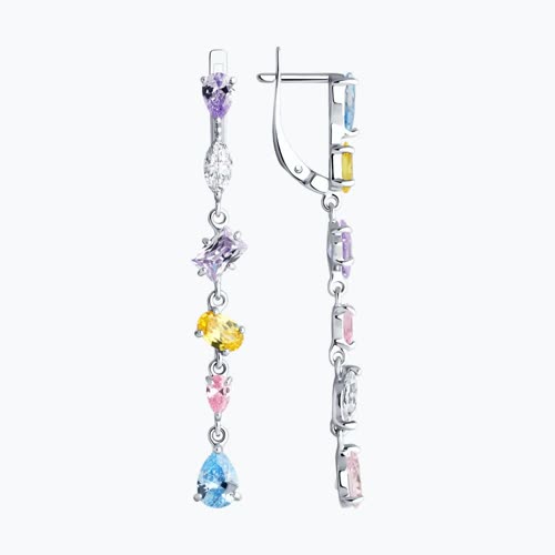 Серьги из серебра с фианитами из серебро — вид 2