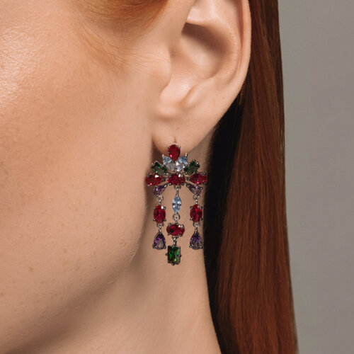 Серьги из серебра с корундами и фианитами из серебро — вид 3