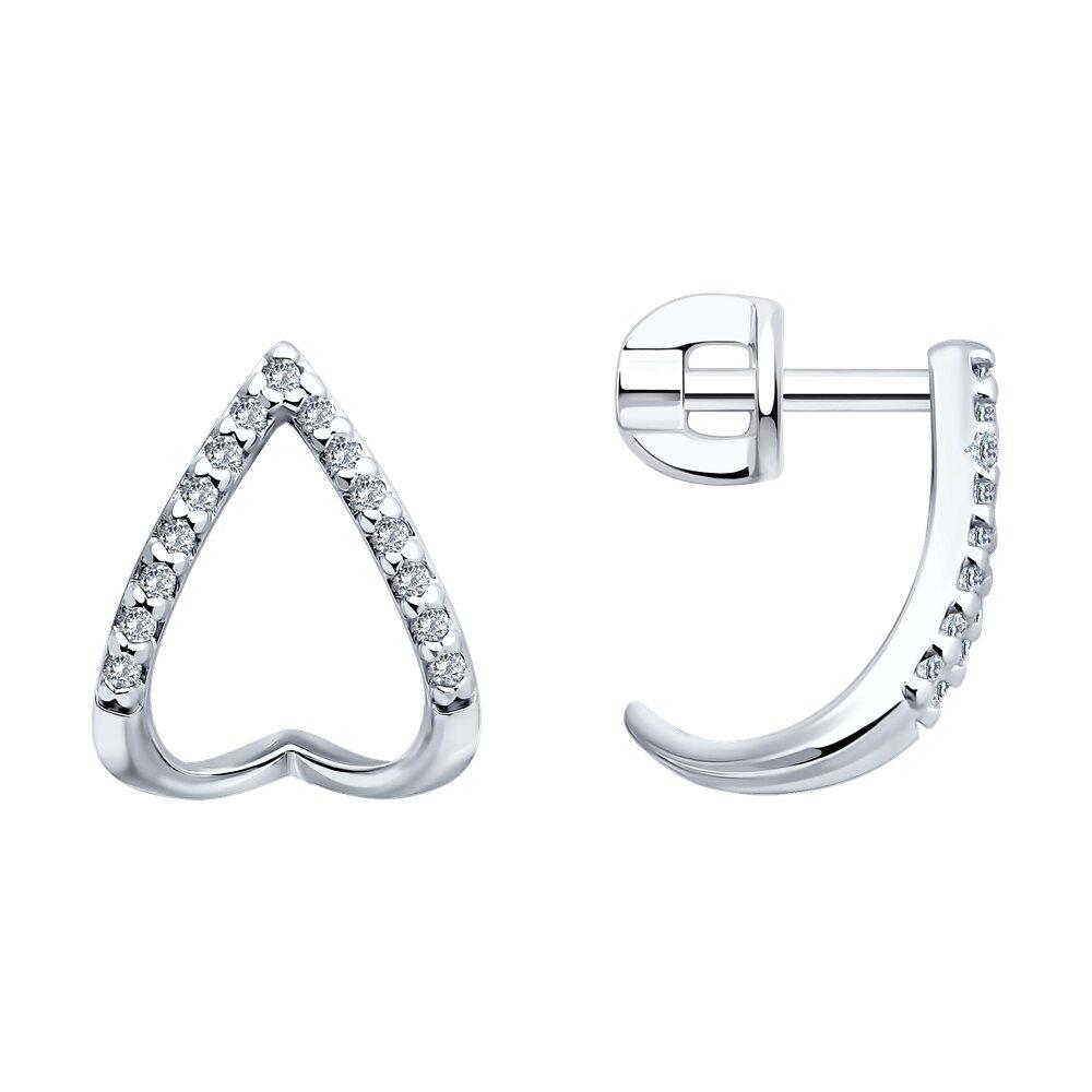 Серьги из серебра с фианитами - видео на модели