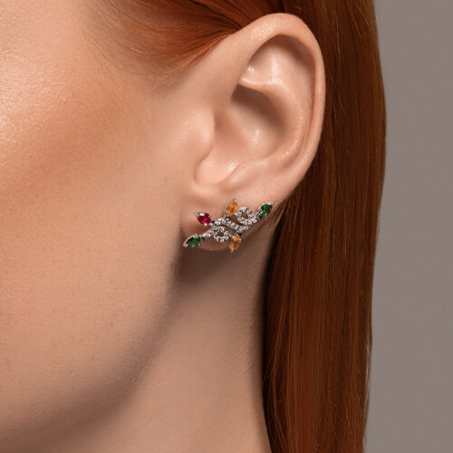 Серьги из серебра с корундами и фианитами из серебро — вид 3