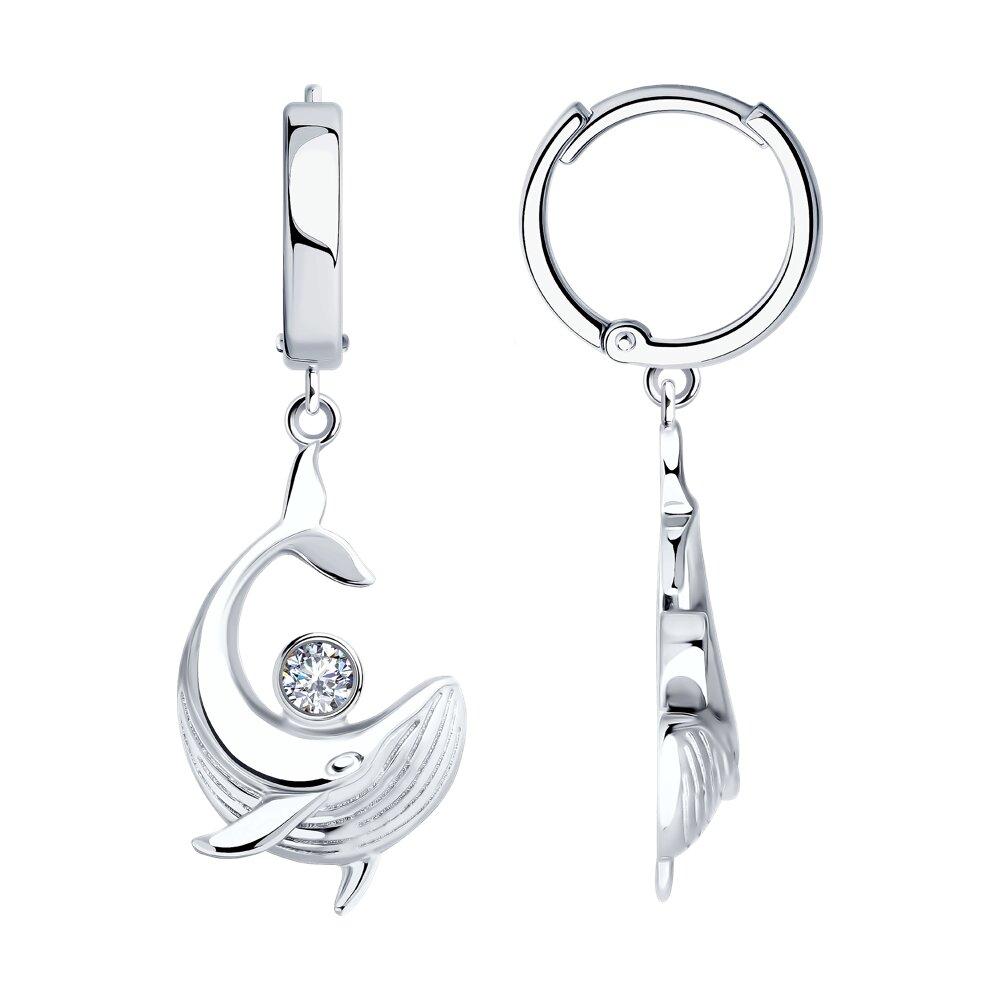 Серьги из серебра с фианитами