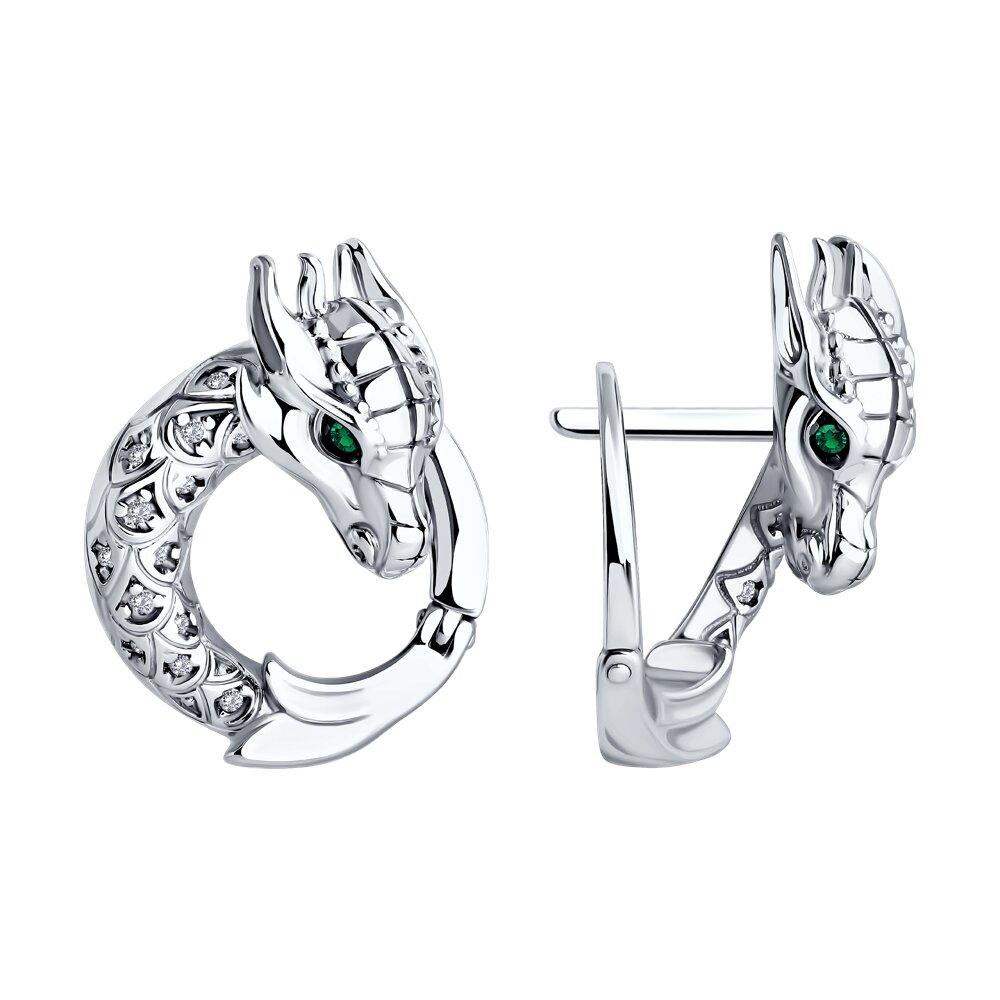 Серьги из серебра с фианитами - видео на модели