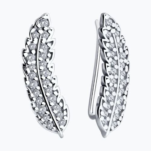 Серьги из серебра с фианитами из серебро — вид 2