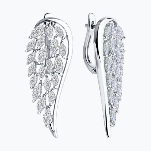 Серьги из серебра с фианитами из серебро — вид 2