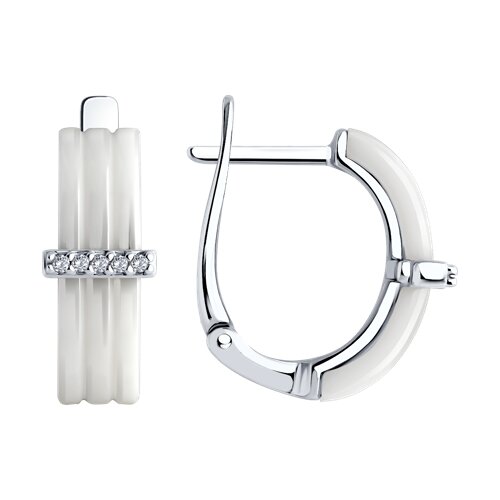 Серьги из серебра с керамическими вставками и фианитами - видео