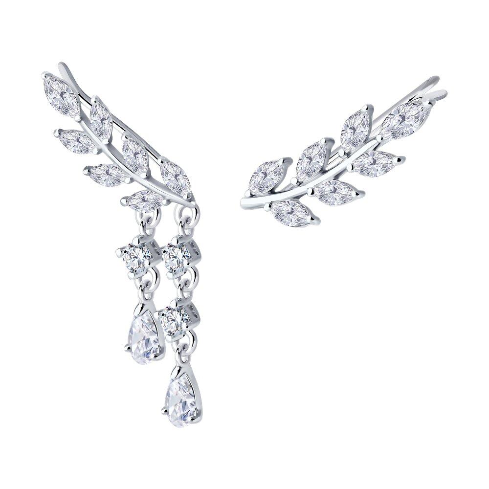 Серьги из серебра с фианитами - видео на модели