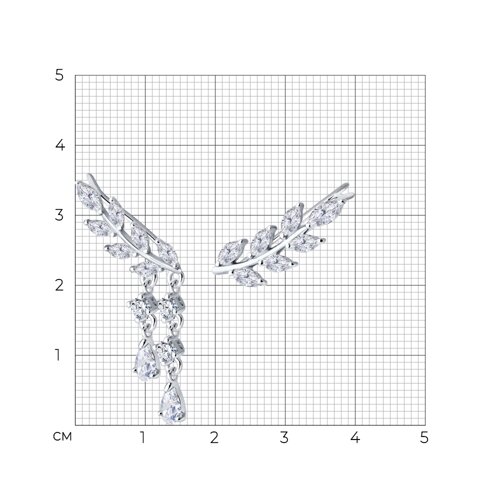 Серьги из серебра с фианитами из серебро — вид 5