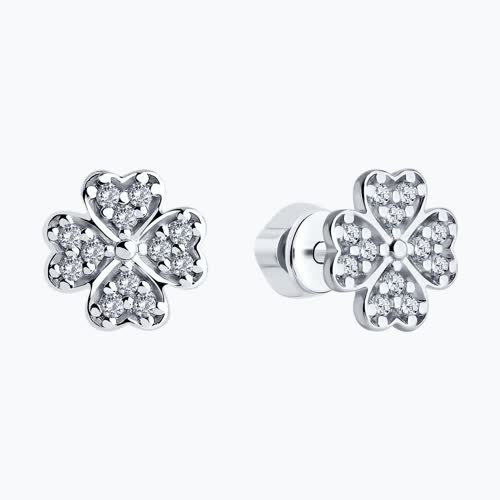 Серьги из серебра с фианитами из серебро — вид 2