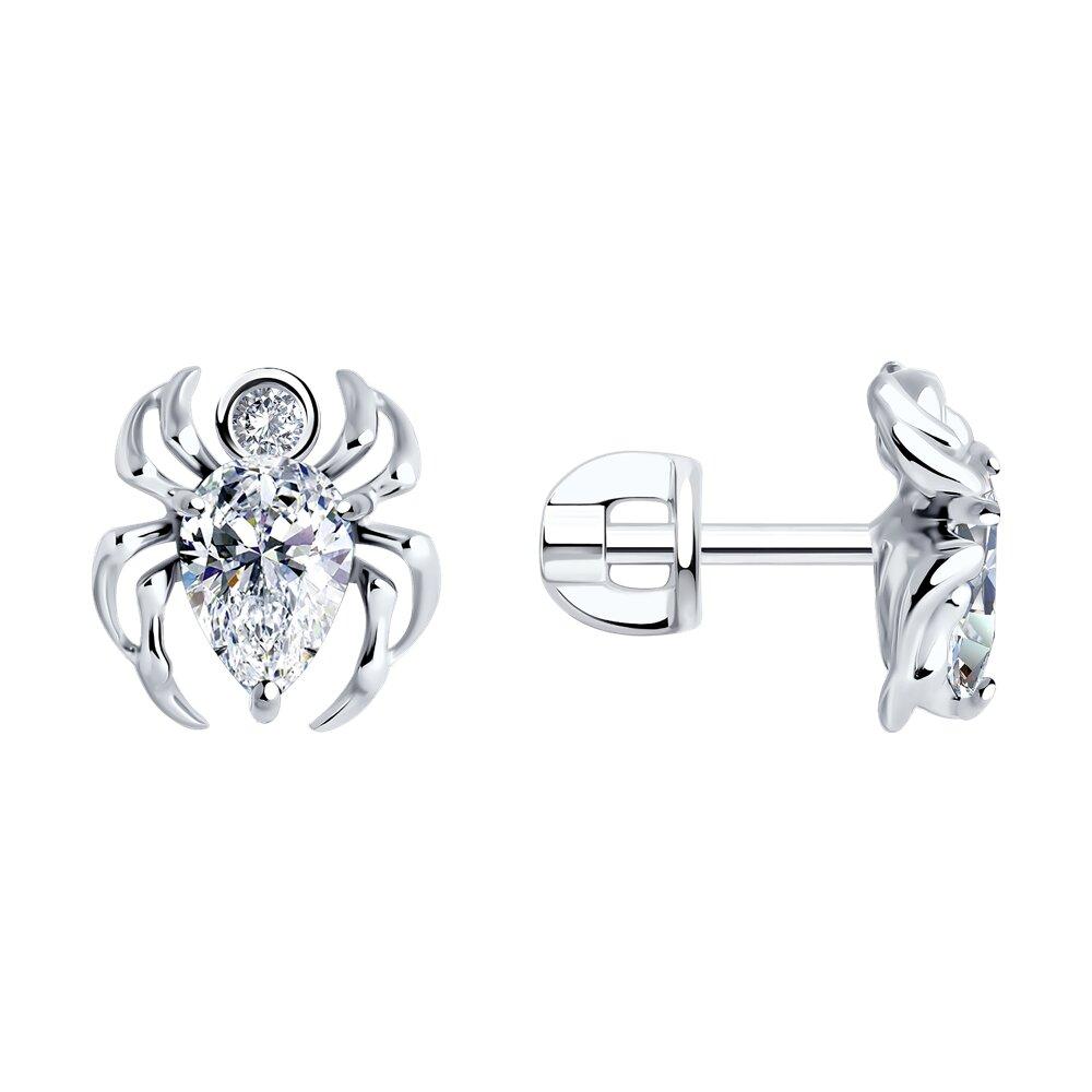 Серьги из серебра с фианитами - видео на модели