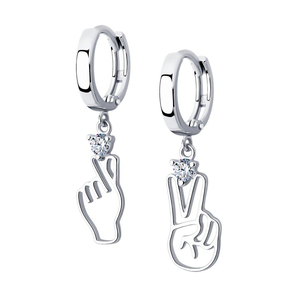 Серьги из серебра с фианитами из серебро