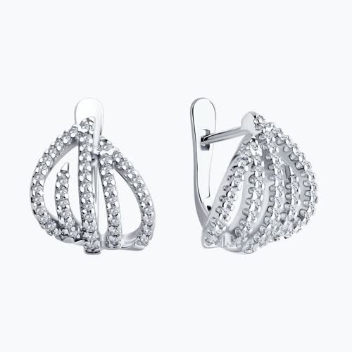 Серьги из серебра с фианитами из серебро — вид 2