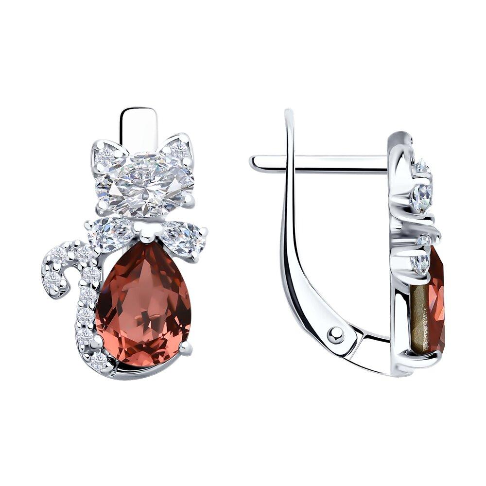 Серьги из серебра с кристаллами и фианитами - видео на модели