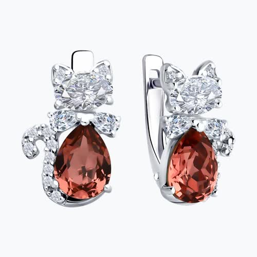 Серьги из серебра с кристаллами и фианитами из серебро — вид 2