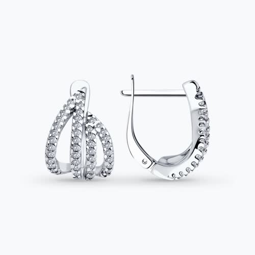 Серьги из серебра с фианитами - видео на модели