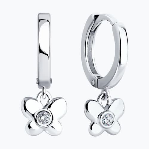 Серьги из серебра с фианитами из серебро — вид 2