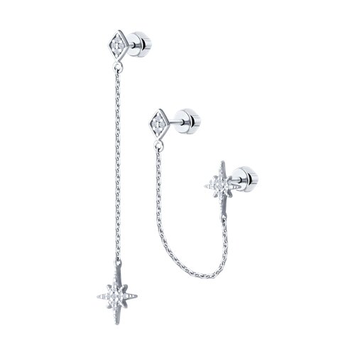 Серьги из серебра с фианитами - видео на модели