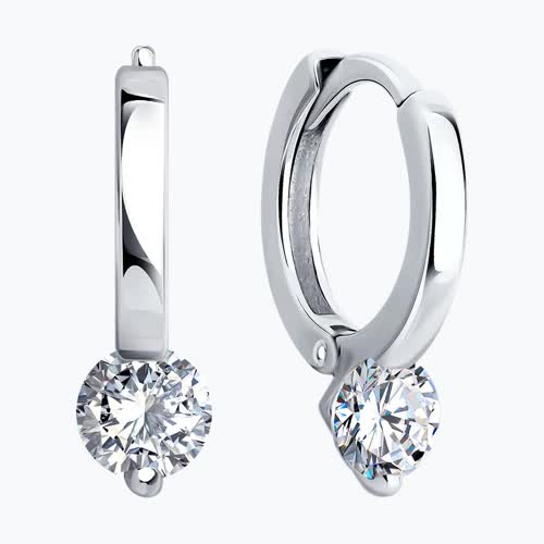 Серьги из серебра с фианитами из серебро — вид 2