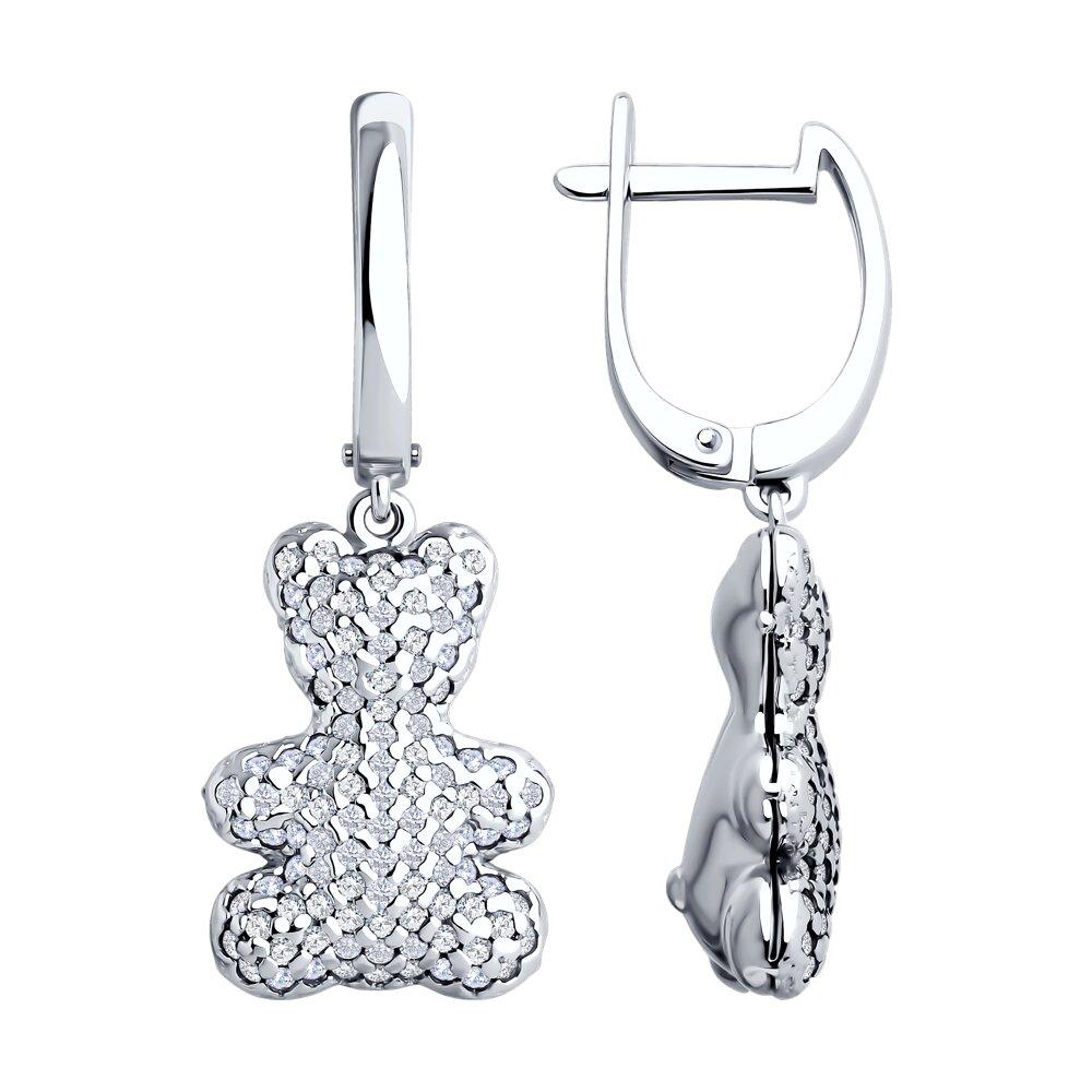 Серьги из серебра с фианитами - видео на модели