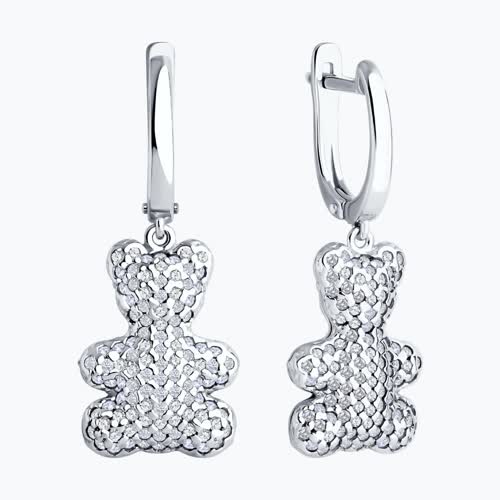 Серьги из серебра с фианитами из серебро — вид 2