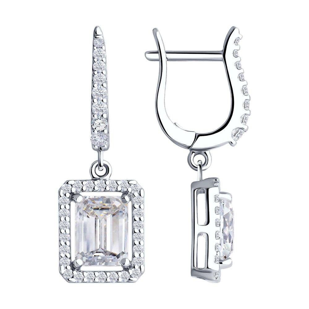 Серьги из серебра с фианитами - видео на модели