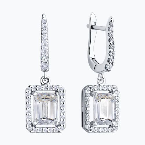 Серьги из серебра с фианитами из серебро — вид 2