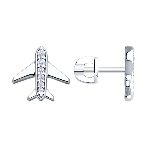 Серьги из серебра с фианитами