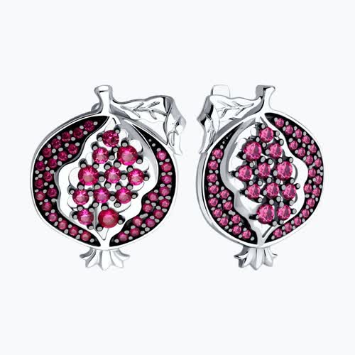 Серьги из серебра с корундами из серебро — вид 2