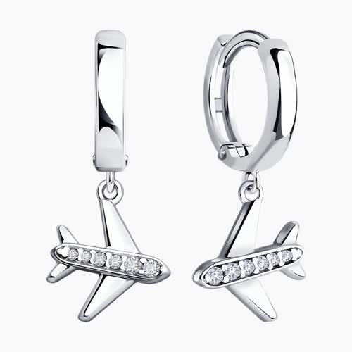 Серьги из серебра с фианитами из серебро — вид 2