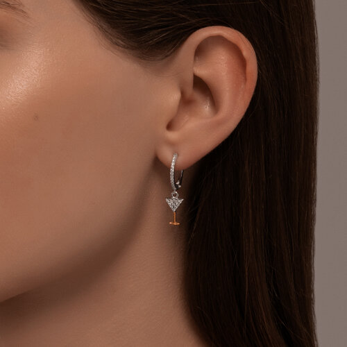 Серьги из золочёного серебра с фианитами из серебро — вид 2